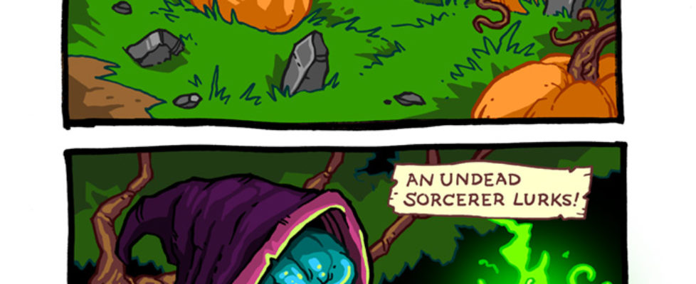 Halloween Forever page 1. Deep within a forgotten pumpkin patch, an undead sorcerer lurks!